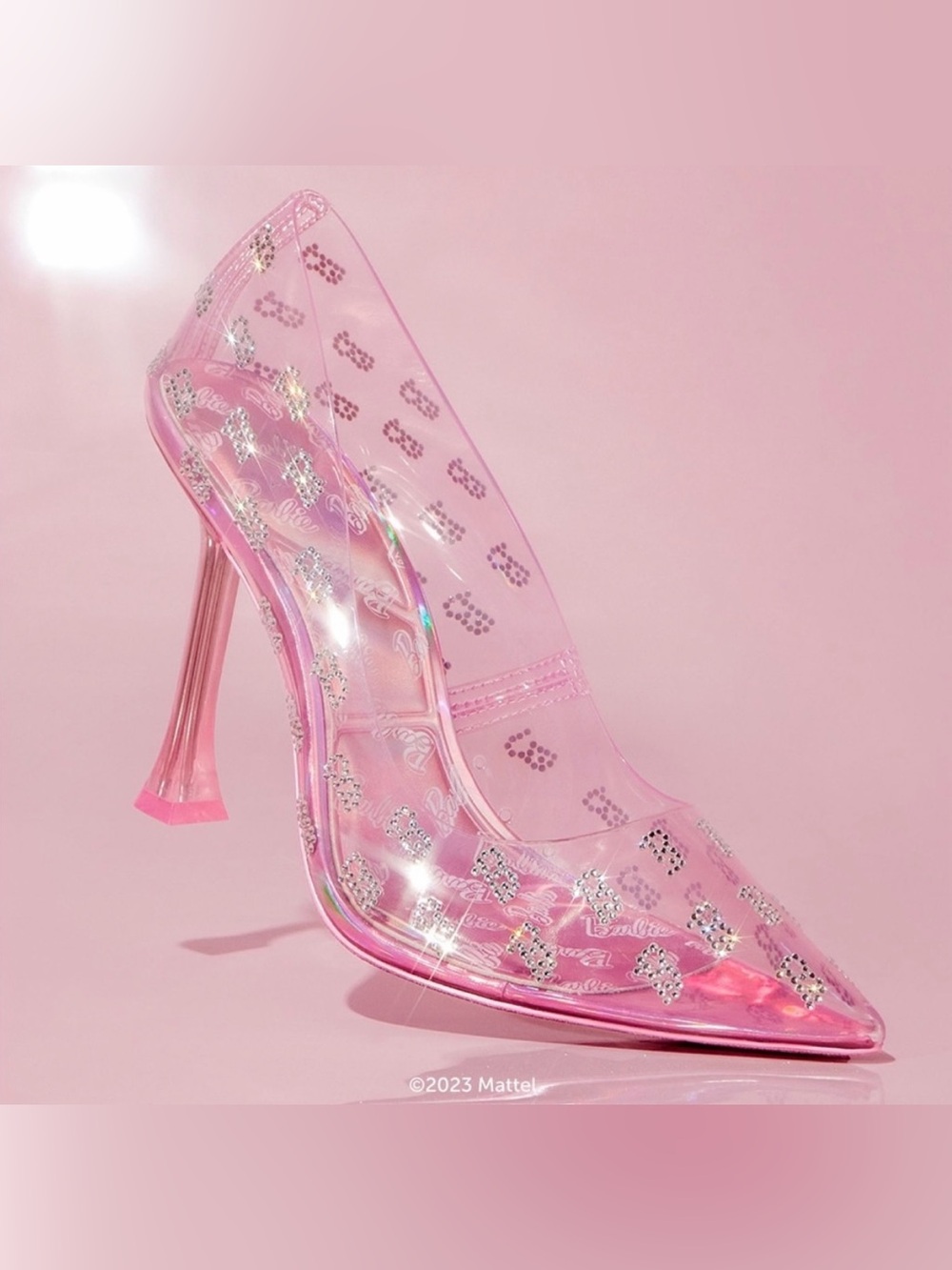 ALDO X Barbie Barbietessy Stessy Clear Pink Heeled Shoes 7.5 NWT - Picture 2 of 13